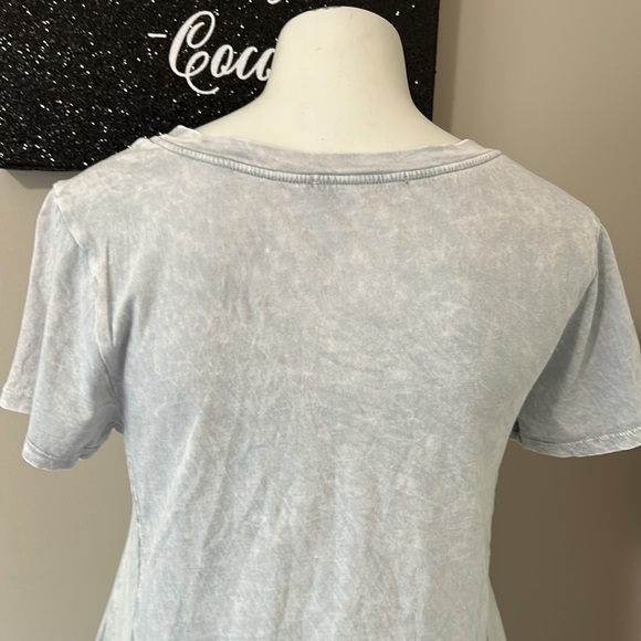 Anthropologie ERI and ALI Fluttered Peplum Tee Grey Acid Wash Sz XS NEW - Picture 8 of 10